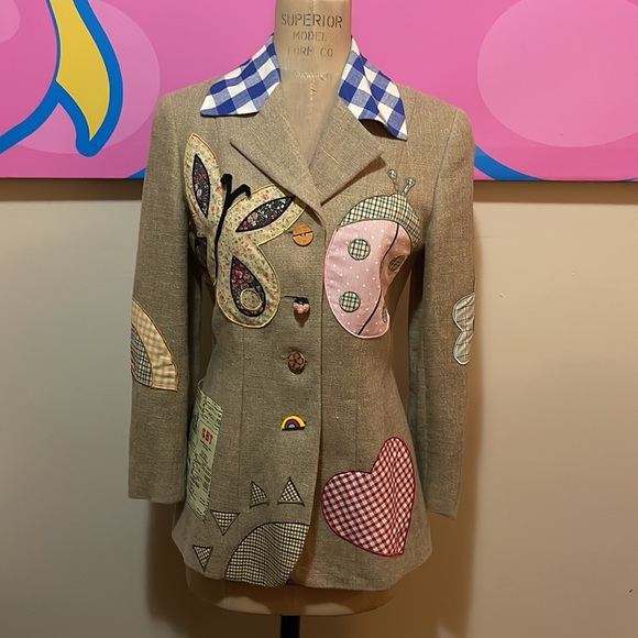 Moschino Cheap Chic Linen Butterfly Lady Bug Blazer - Picture 2 of 16